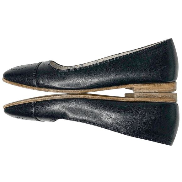 Gucci Hills GG Logo Ballet Flats EU 36.5 US 6.5 Cap Toe Double G Leather - Picture 8 of 14